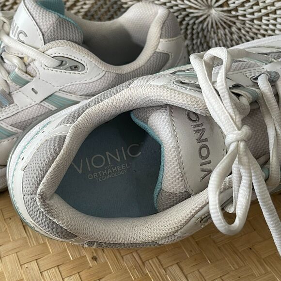Vionic Walker Classic White Aqua Leather Walking Shoes Size 8.5 - Picture 5 of 14